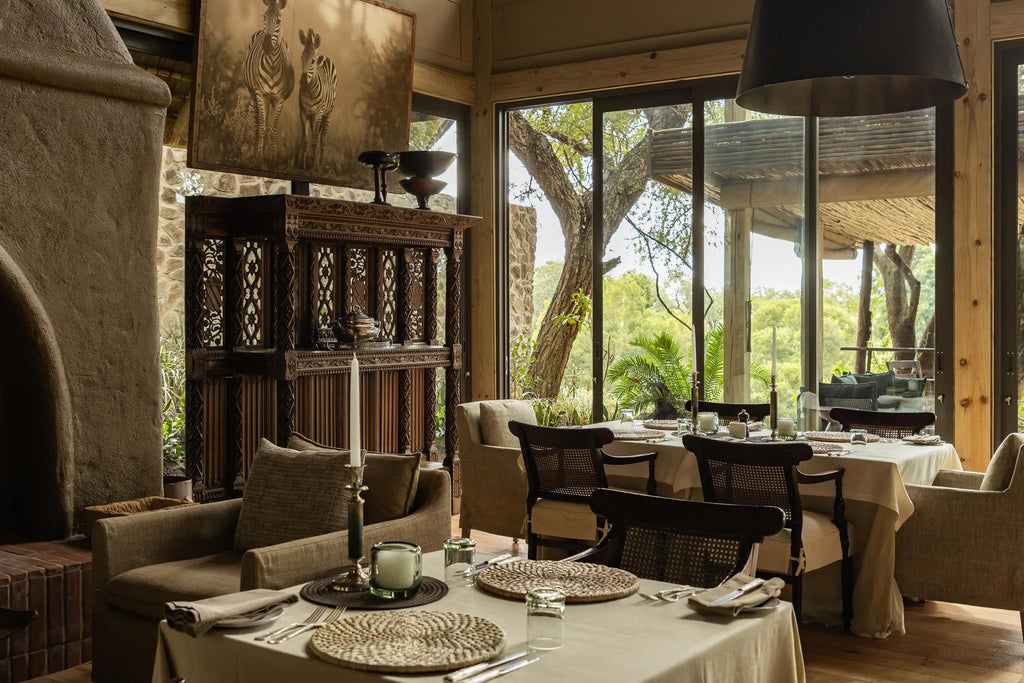 Dining Room Interior at Singita Ebony Lodge, Sabi Sand Nature Reserve, South Africa.