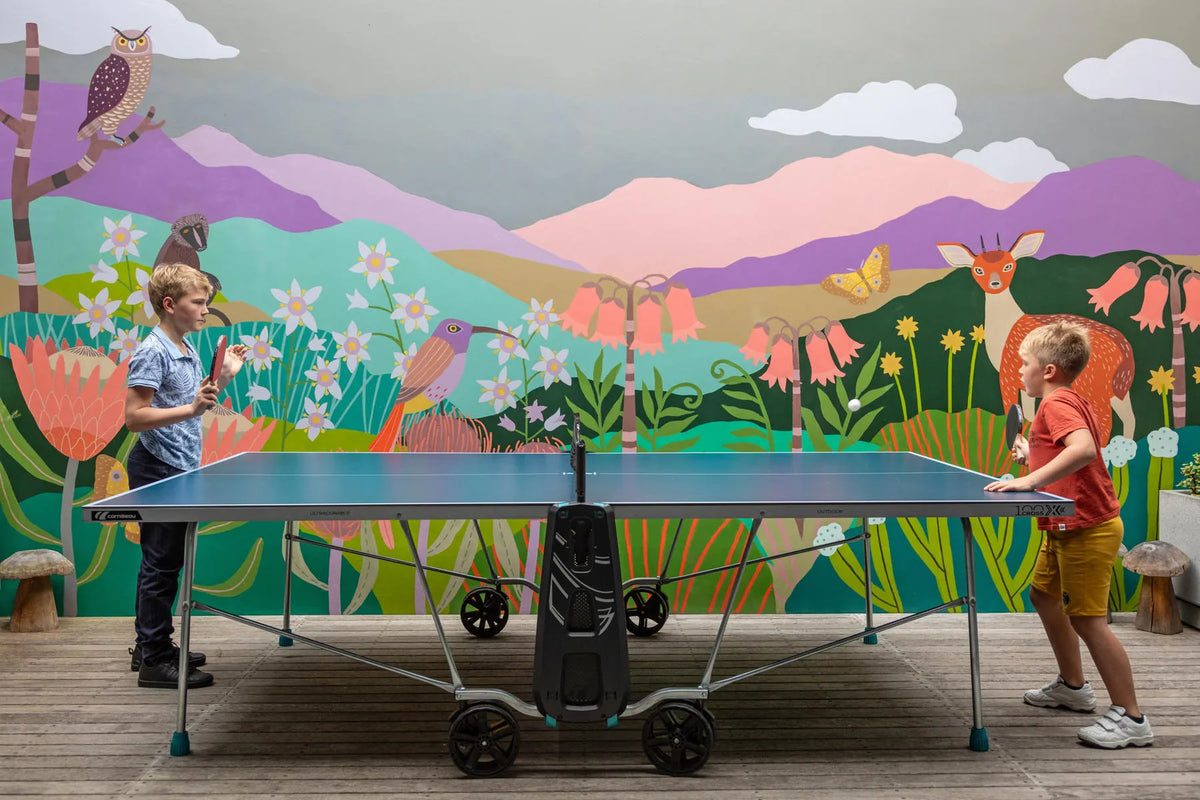 Kids Table Tennis at Grootbos Private Nature Reserve Garden Lodge, De Kelders, South Africa.